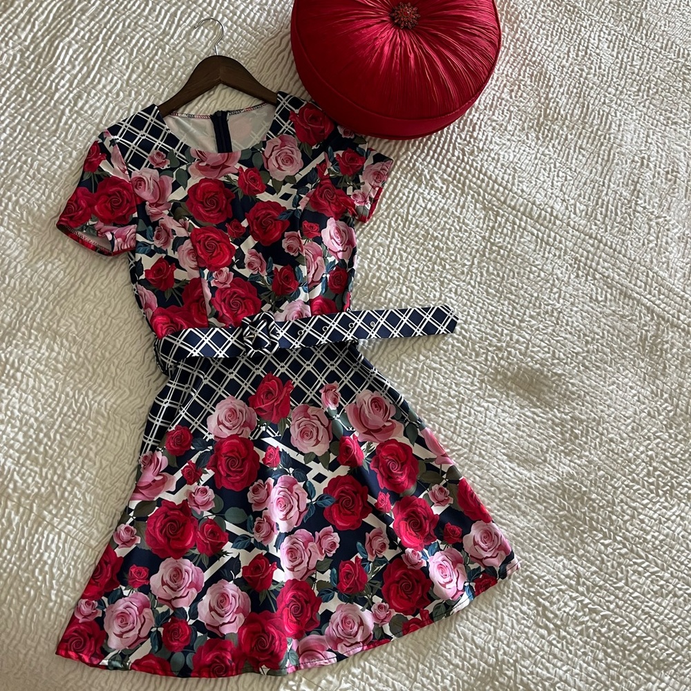 Floral Dress with Belt